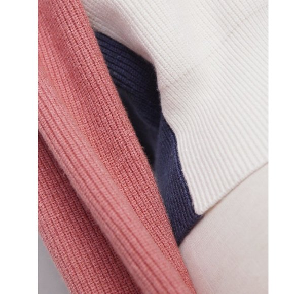 NEW Comune Bonnie Pink Indigo Ivory Colorblock Rib Knit Crew Neck Sweater $88 - Picture 4 of 13